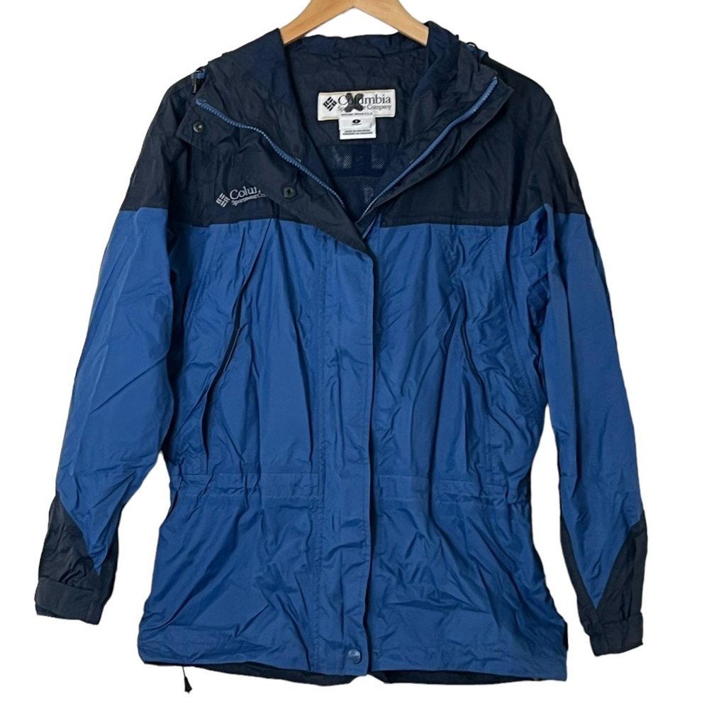 Columbia | Hooded blue zip front outdoor jacket women’s size small